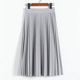 Summer New Fashion Women High Waist Pleated Solid Color Skirts