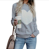 Women Pullovers Long Sleeve Slim Heart Knitted Sweaters