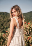 Floral Embroidery Loose Strapless Sweet Holiday Maxi Dress