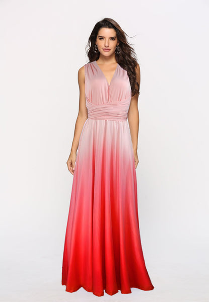 Sexy Lace Up Backless Elegant V Neck Party Maxi Dress