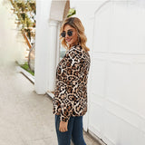 Women Leopard One Button Casual Blazer Suit Jacket
