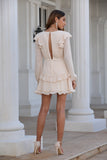 New Fashion Simple Chiffon Tassel Long Sleeved Mini Dresses