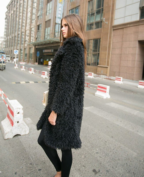 Women Winter Long Sleeve Furry Coat 