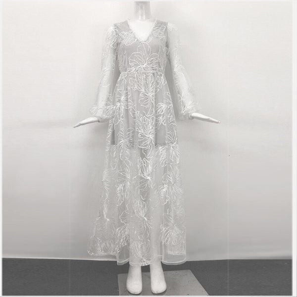 Vintage Lace Embroidery Party Wedding Dress