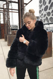 Women Winter Hoodie Fluffy Fur Long Sleeve Coat