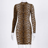 Fashion Leopard Print Slim Sexy Jumpsuit Bodycon Dress