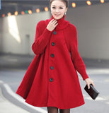 Women Large Size Solid Color Woolen Cloak Coat