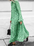 Women New Stylish V-neck Long Sleeve Maxi Dress