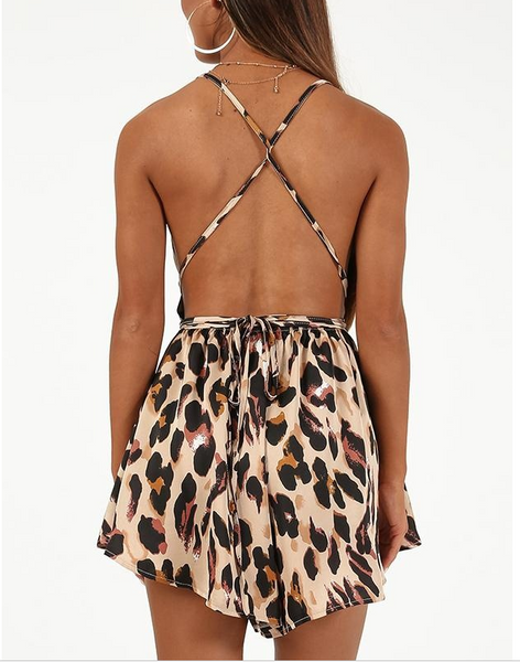 Sexy Backless Vest Leopard Jumpsuits