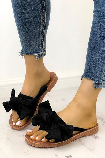 Women Casual Bow Thong Flat Sandals