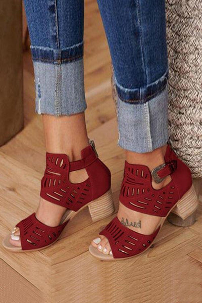 Women Ankle Strap Chunky Low Heel Sandals