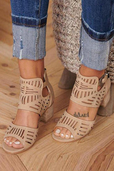 Women Ankle Strap Chunky Low Heel Sandals