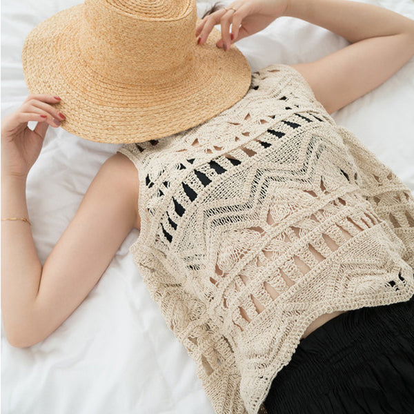 Women Summer Hollow Out Solid Lace Blouse