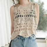 Women Summer Hollow Out Solid Lace Blouse