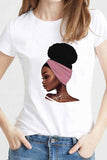 Women colorful Girl Carton Print T-shirt