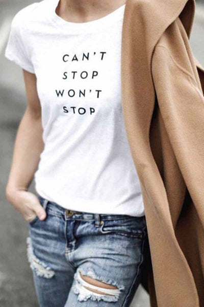 Women colorful letters print Loose T-shirt