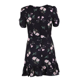 Women Floral Short Sleeve V neck Mini Dress