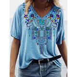 Women V-Neck Boho Summer Blouse