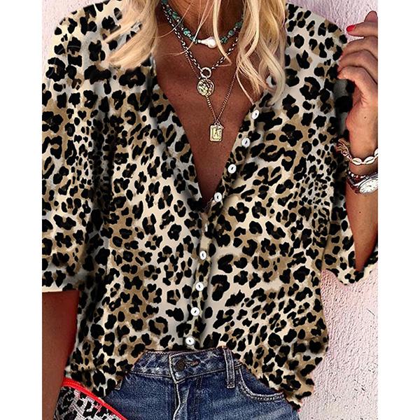 Women Leopard Printed Casual Blouses