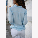 Women Solid Color Sexy Deep V-neck Loose Blouses