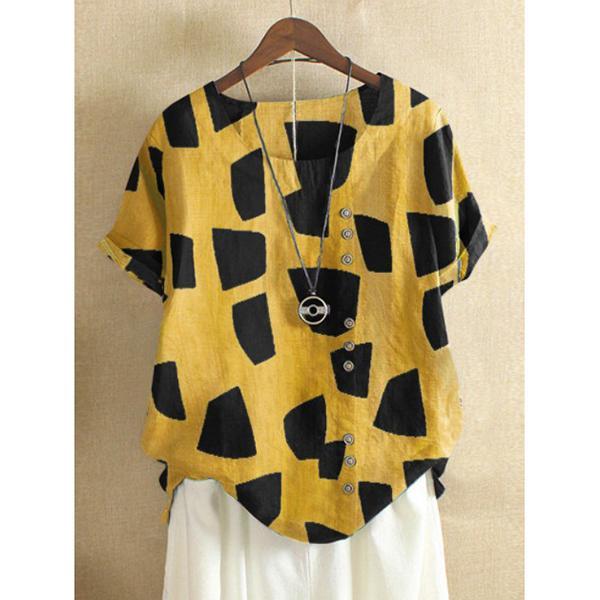 Casual Round Neck Printed Cute Tops