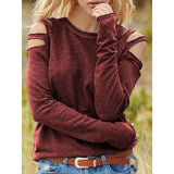 Sexy Off-the-shoulder Solid Color Long Sleeve Blouses