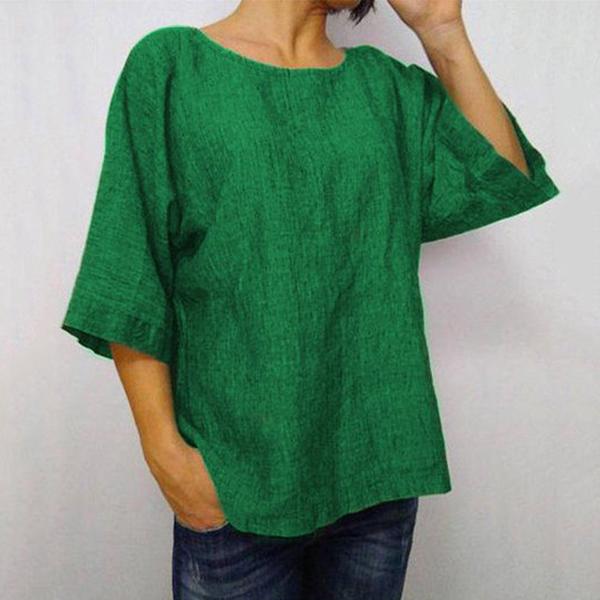 Plus Size Solid Color Daily Casual Blouse