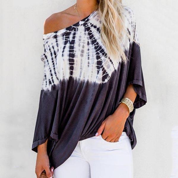 Off-The-Shoulder Loose Printed Blouse