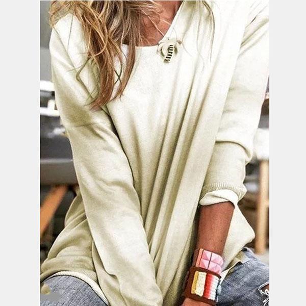 Spring Women Long Sleeve Mixed-Color Casual Blouses