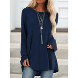 Casual Long Sleeve Round Neck Blouse