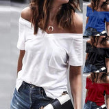 Casual V Neck Off-The-Shoulder Blouse