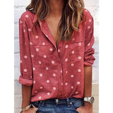 Fashion Women's Casual Lapel Dot Blouse