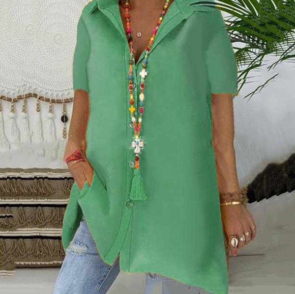 Plus size Short Sleeve Solid Color Blouse