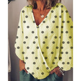 Casual Polka Dot V Neck Blouse