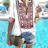 Bohemian Printed V Neck Blouse