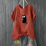 Daily Casual Lovely Cat Printed Blouse