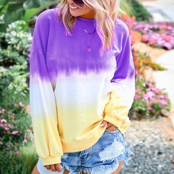 Casual Long Sleeve Multicolor Loose Blouse