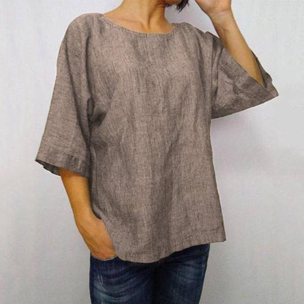 Plus Size Solid Color Daily Casual Blouse