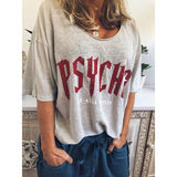 Casual Letter Printed Short Sleeve Round Neck Blouse