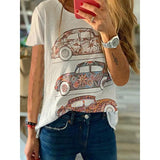 Summer Car-Printed Casual Tops