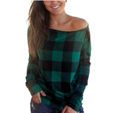 Printed Long Sleeve Plaid Loose Blouse