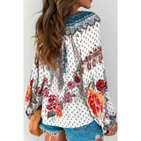 V-neck Printed Long-sleeve Blouses