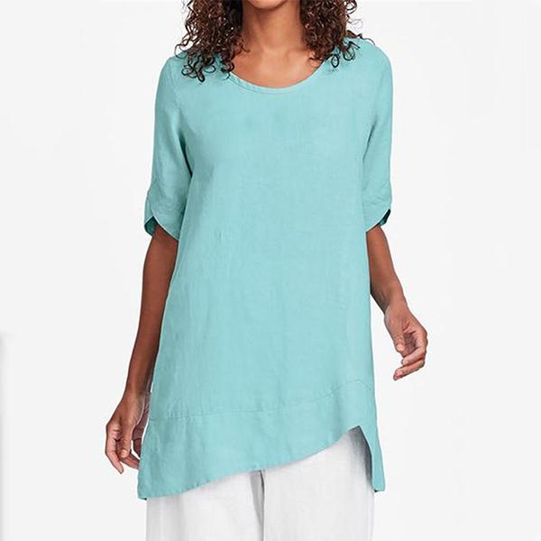 Daily Solid Color 1/2 Sleeve Casual Summer Blouse
