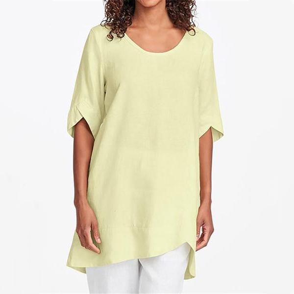 Daily Solid Color 1/2 Sleeve Casual Summer Blouse
