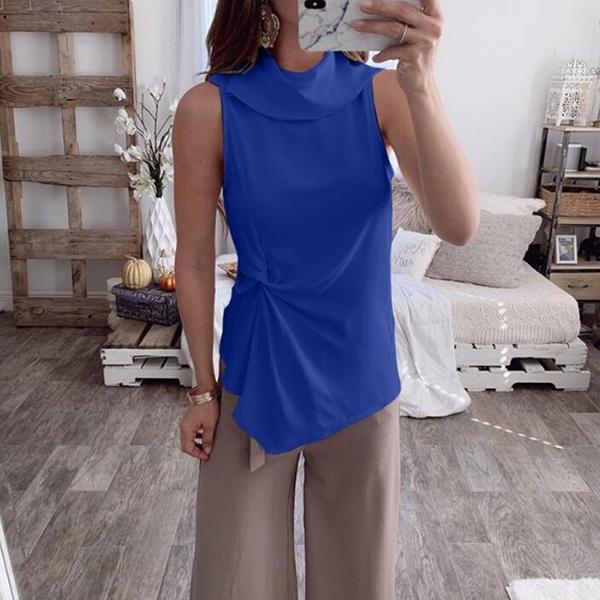 Casual Solid Color Sleeveless Blouse