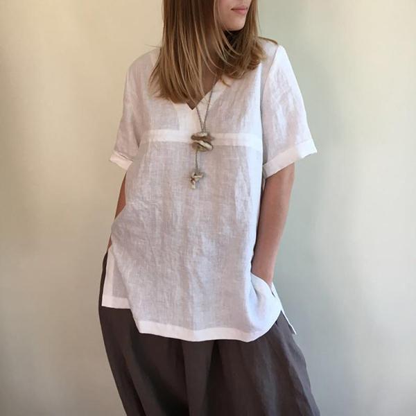 Comfortable V Neck Loose Blouse