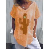 Summer Plus Size Cactus Printed T-Shirt