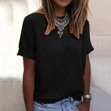 Solid Color Casual Crew Neck Loose Blouse