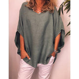 V-neck Solid Color Loose Women's Blouses