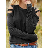 Sexy Off-the-shoulder Solid Color Long Sleeve Blouses
